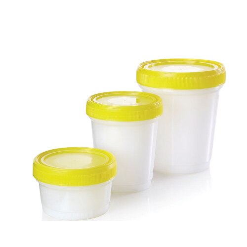 Yellow Histology Containers, O-Ring Cap, Empty