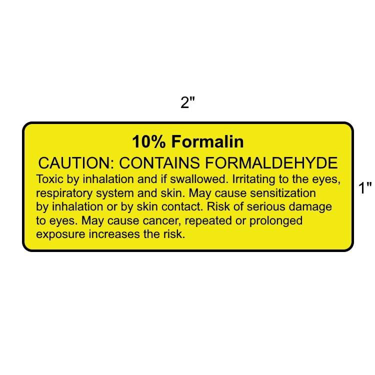 10% Formalin Labels, Yellow | Cancer Diagnostics Inc.