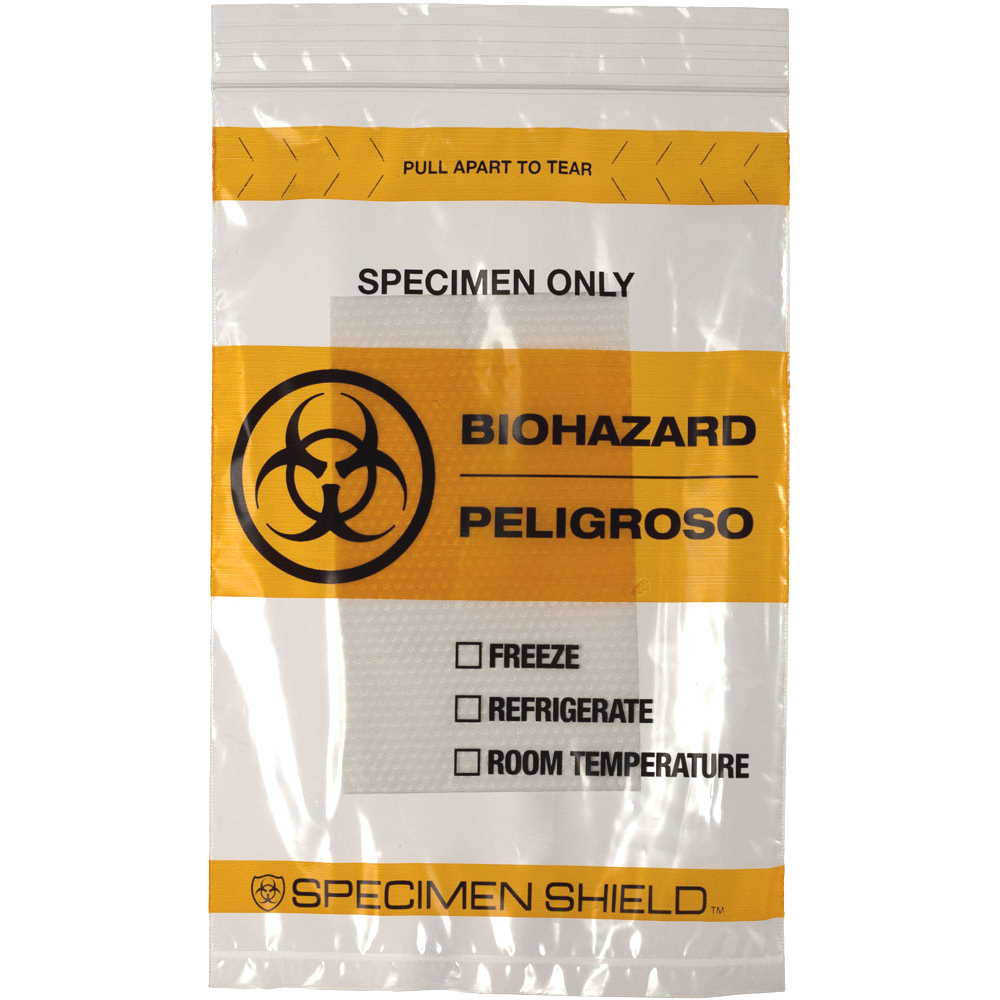 Biohazard Transport Specimen Bags, w/ Formalin Absorbent Pad, 6x9